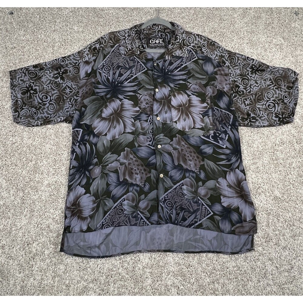 Vintage 80’s Cafe Geometric Design Button Down Shirt L